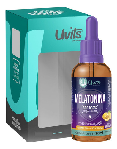 Melatonina Pura 30ml Gotas Com Sabor - 300 Doses