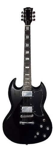 Guitarra Eléctrica Logan Sg Double-cutaway De Tilo Black Brillante Con Diapasón De Palo De Rosa