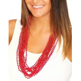 50 Collares Perlas Beads Bolitas Rojo Fiesta Carnaval Mardi 