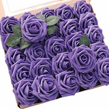 Rosas Artificiales C/tallo Realistas 25u/7.6cm/  Violeta