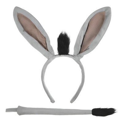 1 Juego De Diademas De Peluche Con Orejas Y Cola De Burro