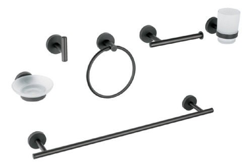 Juego De 6 Accesorios Para Baño Acabado Negro Foset 47975