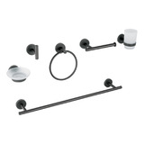 Juego De 6 Accesorios Para Baño Acabado Negro Foset 47975