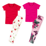 Conjunto Leggin E Blusa Curta Infantil Meninas Kit 2 Conjun