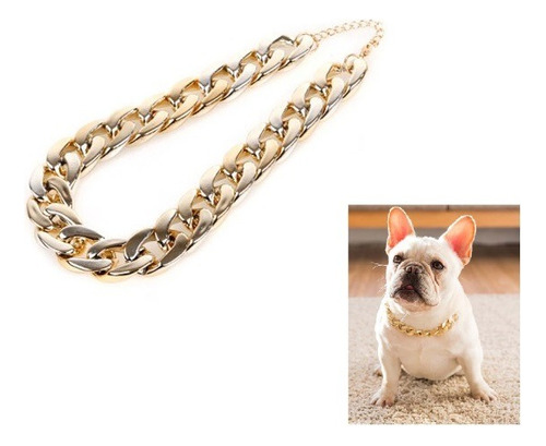 Collar Cadena Perros Acero Inoxidable Collar Bling Dorado