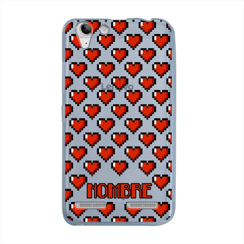 Funda Lenovo K5 K6 Antigolpes Corazones Pixel Personalizada 