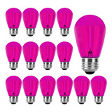 Paquete De 15 Bombillas Led S14 Color Rosa S14 Edison De 1 W