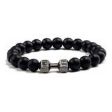 Pulsera Hombre Mujer Fit Fitness Mancuerna Gim Acero Negro