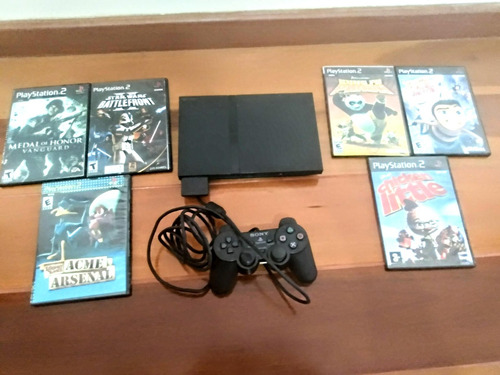 Sony Playstation 2 + 01 Controle + 01 Memory Card + 06 Jogos