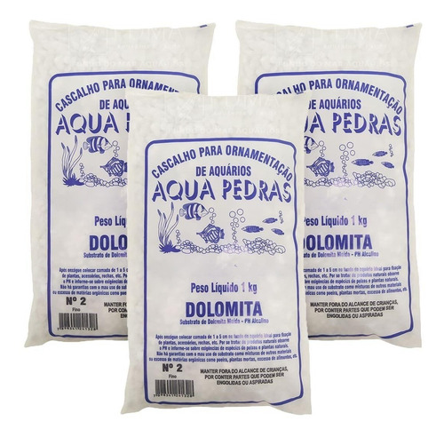 Substrato Dolomita Aquários E Decoração Jardins N°2 1kg 3un