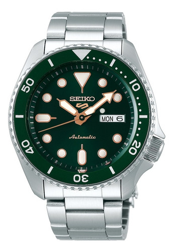 Reloj Seiko 5 Hombre Acero Automático 24 Jewels Verde Srpd63