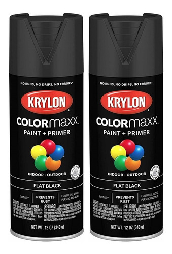 Paq. 2 Imprimador De Pintura En Spray Color Negro Mate