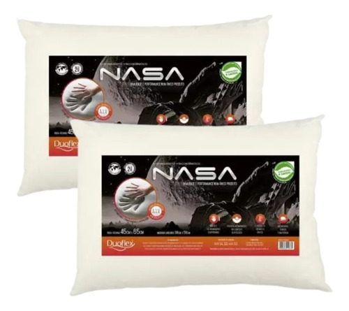 Kit Com 2 Travesseiros Nasa-x Duoflex Ns3209 45x65 Branco