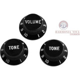 Knob Preto Para Guitarra Strato 1 Volume 2 Tones