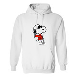 Sudadera Con Gorro Snoopy Cool Sueter Rojo Lentes Negros 