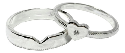 Duo Anillos Pareja Corazón Plata 925 Amigos Promesa A312