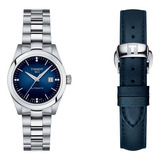 Reloj Tissot T-my Lady Automatic Diamond T1320071104600 Color De La Malla Plateado Color Del Bisel Plateado Color Del Fondo Azul