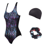 Malla Natacion Mujer Cloro Resistente Repele Agua Y Gorro