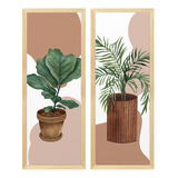 Quadro Decorativo Parede Bonita 2 Peças Vasos E Plantas 