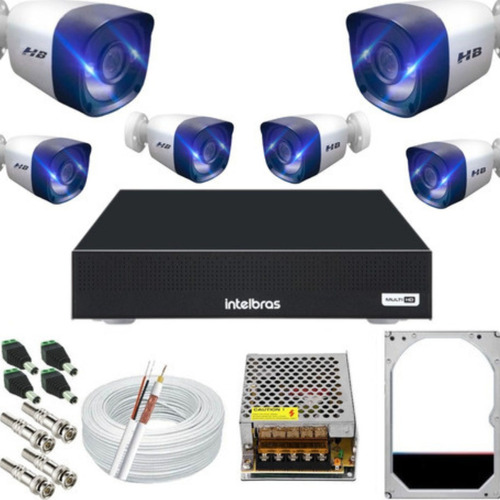 Kit 6 Câmera Full Color Hb Colorida A Noite Dvr 1008c Hd 1tb