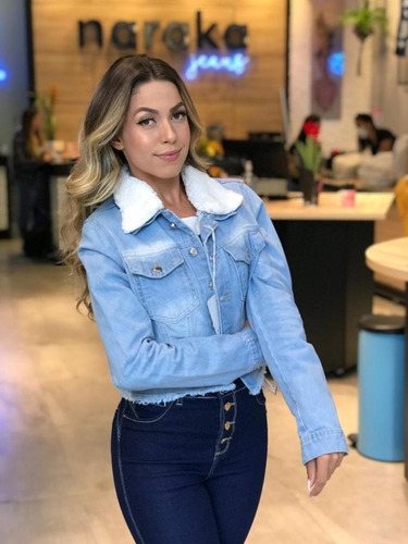 Jaqueta Jaquetinha Jeans Bordada Com Pelinho Lançamento