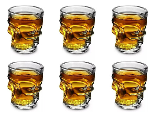 Vasos Tequila Shot Chupitos X 6 Aperitivos Whisky Calavera Color Transparente