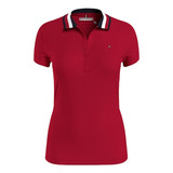 Tommy Hilfiger Playera Tipo Para Dama Polo Roja Slim Fit