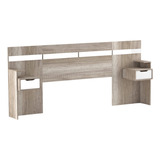 Respaldo De Cama Sommier Madera + Mesa Luz Integrada - Integ Color Báltico