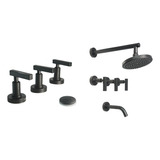 Combo Set Griferia Ducha Bidet Trovani New Soho Black