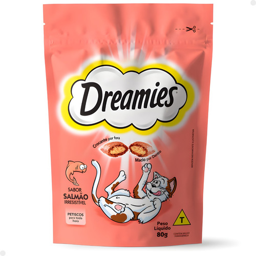 Petisco Dreamies Salmão Irresistível Para Gatos Adultos 80g