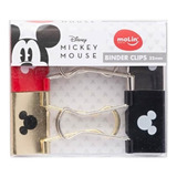 Clips Metálico Binder Mickey Kit C/4 - 3,2 Cm 22690 - Molin Cor Dourado
