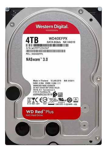 Hd Western Digital Wd Red Plus Nas 3.5 Sata 3 De 4 Tb, 5400 Rpm, Color Rojo