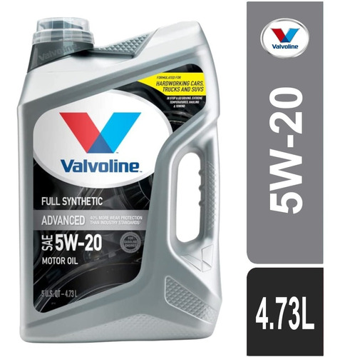 Aceite Valvoline 5w20 X 5 L 100% Sintético Americano