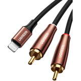 Adaptador Lightning A Jack Ugreen 2rca De 1 Metro Marron