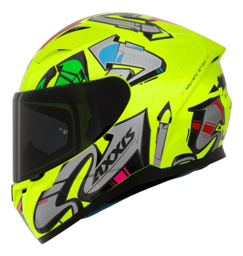 Capacete Moto Axxis Segment Apolo Arrows C13 Amarelo Flúor