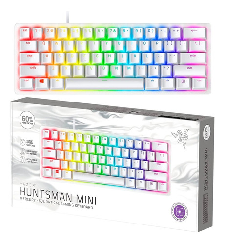 Teclado Gamer Razer Huntsman Mini Color Mercury Con Luz Rgb