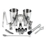 Set De Coctelería 14pcs Con Shaker Boston/ Jigger/ Vertedore