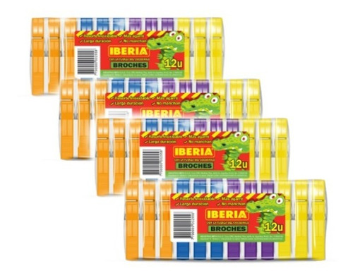 Iberia® Cocodrilo Broches Plásticos X12u. (x4 U.)