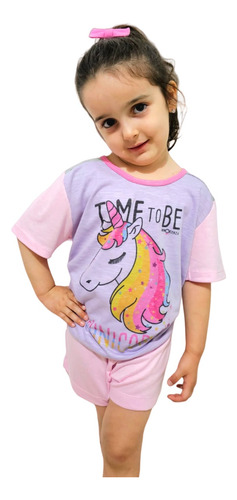 Pijama Para Nena Unicornios Verano Algodón 