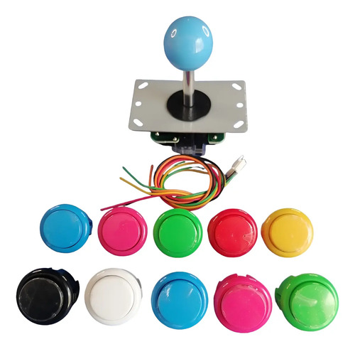 Palanca Y 10 Botones 30mm Con Microswitch Para Arcade
