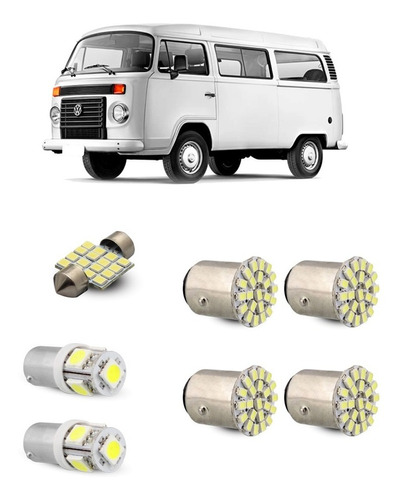 Kit Lâmpada Led Lanterna Teto Luz Placa Ré Farolete Vw Kombi