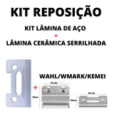 Kit Barbeiro Lâmina Serrilhada + Reposição P/ Lâmina De Inox