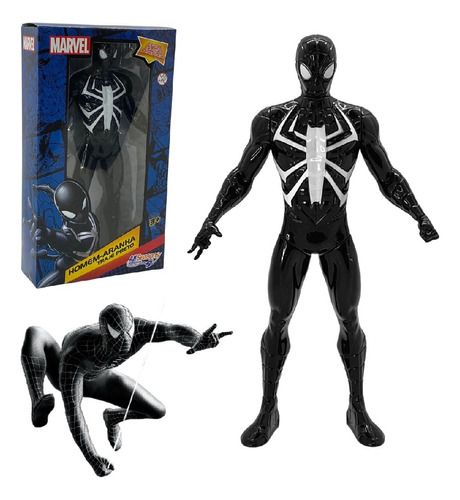 Boneco Homem Aranha Traje Preto Brinquedo Marvel Vingadores