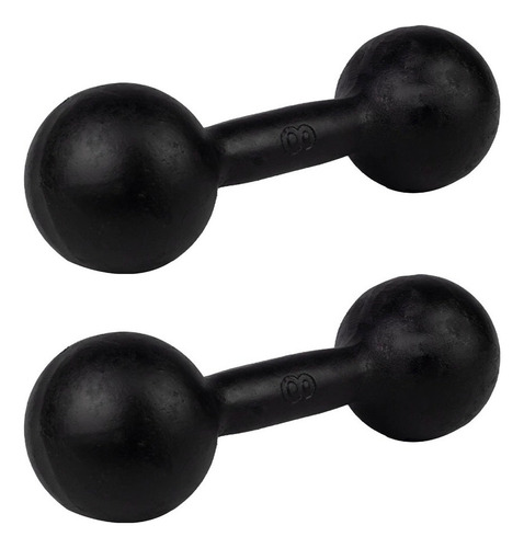 Par De Halter Bola Pintado 08kg Megagym Treinos Funcionais Cor Preto