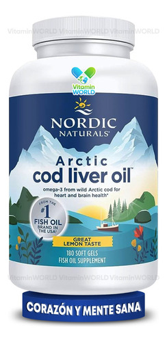 Nordic Naturals Arctic Cod Liver Oil 180 Softgels Sabor Sin Sabor