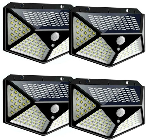 Lampara Solar 118 Led Jardin Exterior Campo 4 Unidades