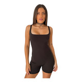 Catsuit Enterito Modal Soft Negro Moda Mujer Doble Tela