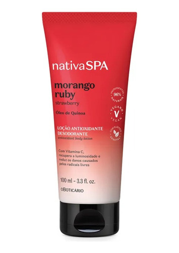 Nativa Spa Loção Antioxidante  Morango Ruby 100ml 