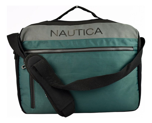 Messenger Nautica Con Sección Para Laptop Color Verde Musgo