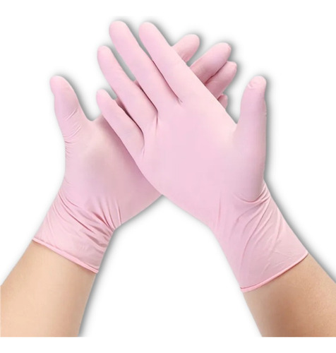 Guantes De Nitrilo Color Rosado Pastel Machtig Talla S